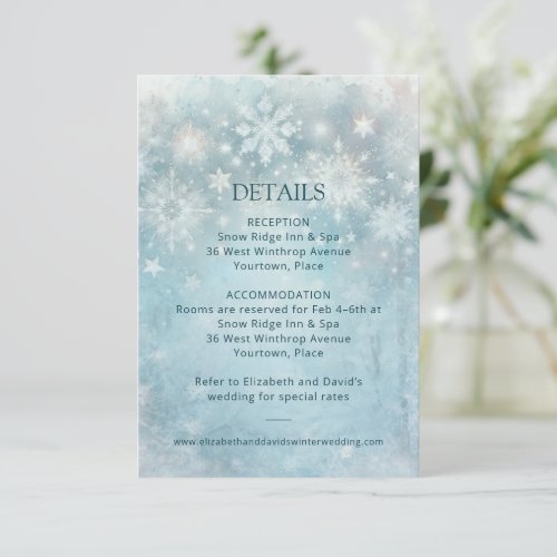 Winter Wonderland Snowflake Wedding Details Insert Invitation