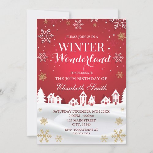 Winter Wonderland snowflakes birthday Invitation