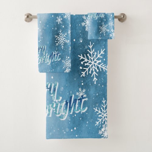 Winter WonderlandSnowflakes Blue Holiday Bath Towel Set
