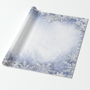 Winter Wonderland,Snowflakes Blue Holiday Wrapping Paper