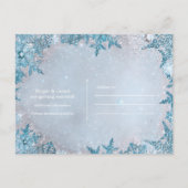 Winter Wonderland Snowflakes Blue Save the Date Announcement Postcard (Back)