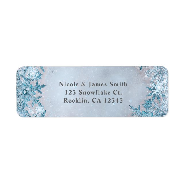 Winter Wonderland Snowflakes Blue Sparkle Elegant Label (Front)