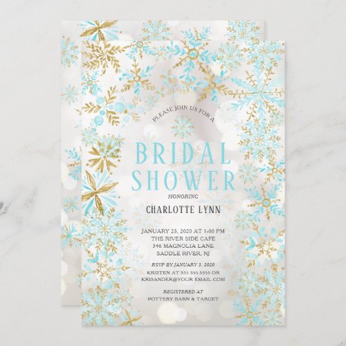 Winter Wonderland Snowflakes Bridal Shower Invitation