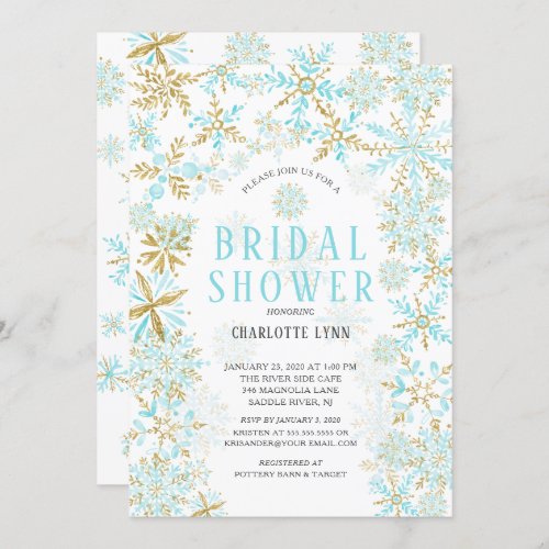 Winter Wonderland Snowflakes Bridal Shower Invitation