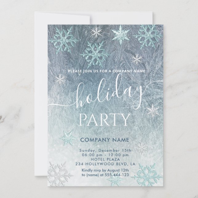 Winter wonderland snowflakes company party invitation (Front)