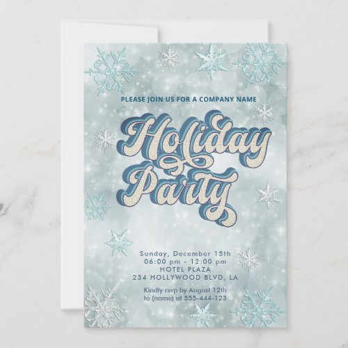 Winter wonderland snowflakes company party invitation