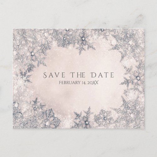 Winter Wonderland Snowflakes Cream Save the Date Announcement Postcard