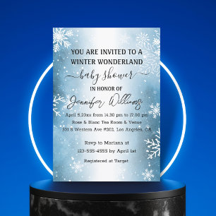 winter wonderland snowflakes elegant baby shower invitation