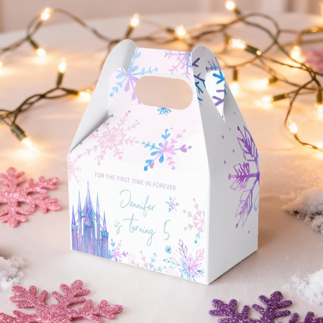 Winter Wonderland Snowflakes Girl Snow Birthday Favor Boxes (Creator Uploaded)