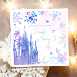 Winter Wonderland Snowflakes Girl Snow Birthday Napkins