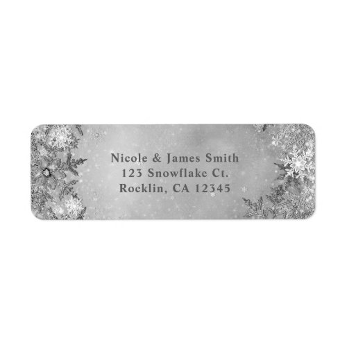 Winter Wonderland Snowflakes Pure Silver Elegant Label