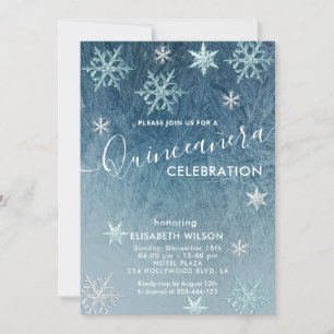 Winter wonderland snowflakes Quinceañera Invitat Invitation