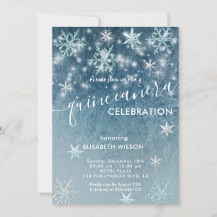 Winter wonderland snowflakes Quinceañera Invitation