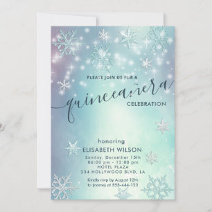 Winter wonderland snowflakes Quinceañera Invitation