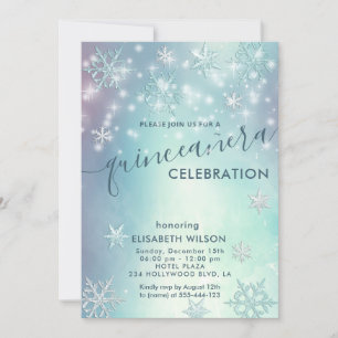 Winter wonderland snowflakes Quinceañera Invitation