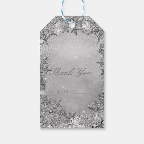 Winter Wonderland Snowflakes Silver Elegant Party Gift Tags