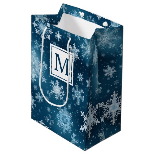 Winter Wonderland Snowflakes Snowfall Blue White Medium Gift Bag