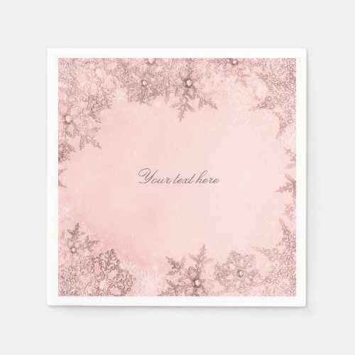 Winter Wonderland Snowflakes Soft Pink Elegant Napkins