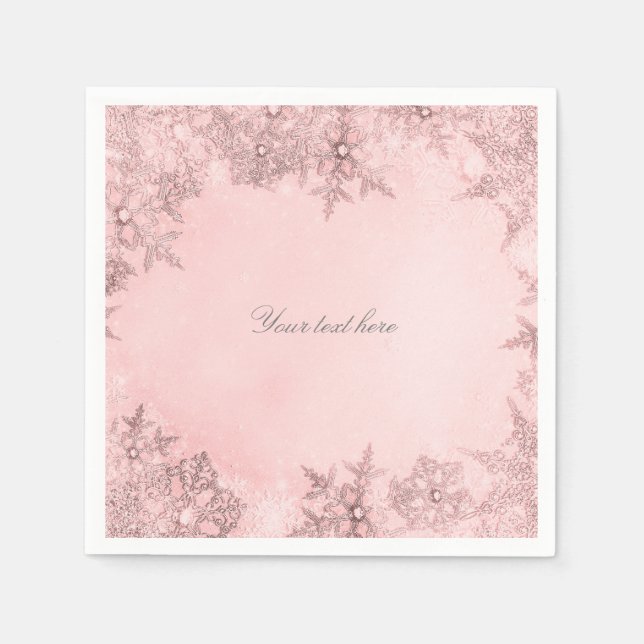 Winter Wonderland Snowflakes Soft Pink Elegant Napkins (Front)