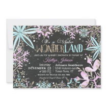 Winter Wonderland Snowflakes Sparkle Baby Shower Invitation