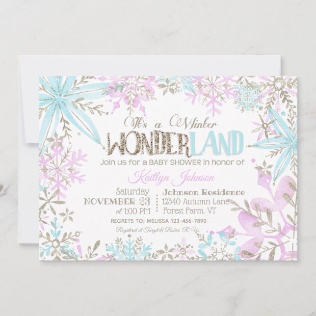 Winter Wonderland Snowflakes Sparkle Baby Shower Invitation (Front)