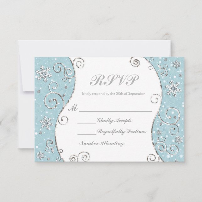 Winter Wonderland Snowflakes Swirl RSVP Card (Front)