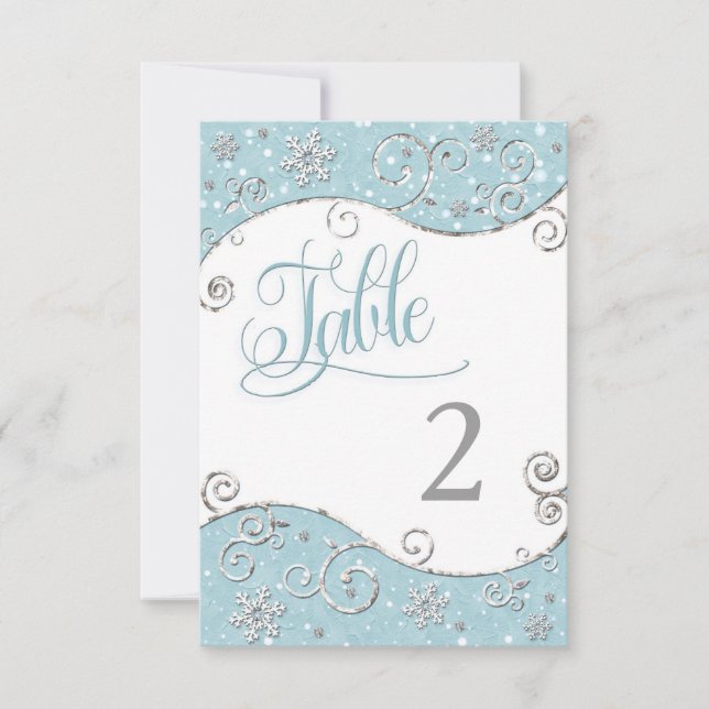 Winter Wonderland Snowflakes Table Number Card (Front)