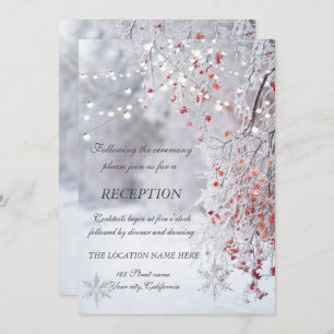 Winter Wonderland Snowflakes Wedding Reception Invitation