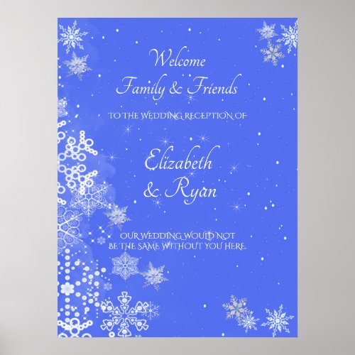 Winter Wonderland Snowflakes Wedding Welcome Poster