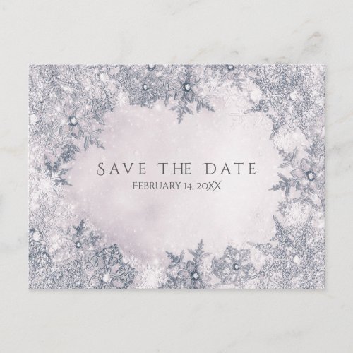 Winter Wonderland Snowflakes White Save the Date Announcement Postcard