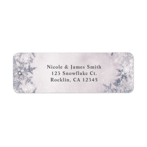 Winter Wonderland Snowflakes White Sparkle Elegant Label