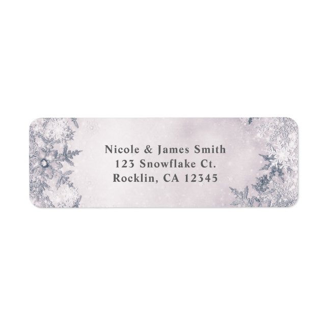 Winter Wonderland Snowflakes White Sparkle Elegant Label (Front)