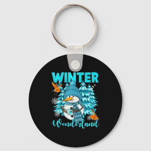 Winter Wonderland Snowman And Snowflakes Cozy Wint Keychain