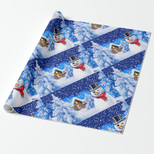 Winter wonderland snowman Christmas wrapping paper