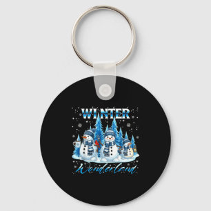 Winter Wonderland Snowman Family Snowflake Cozy Wi Keychain