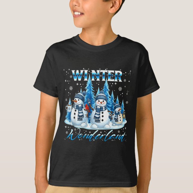 Winter Wonderland Snowman Family Snowflake Cozy Wi T-Shirt (Front)