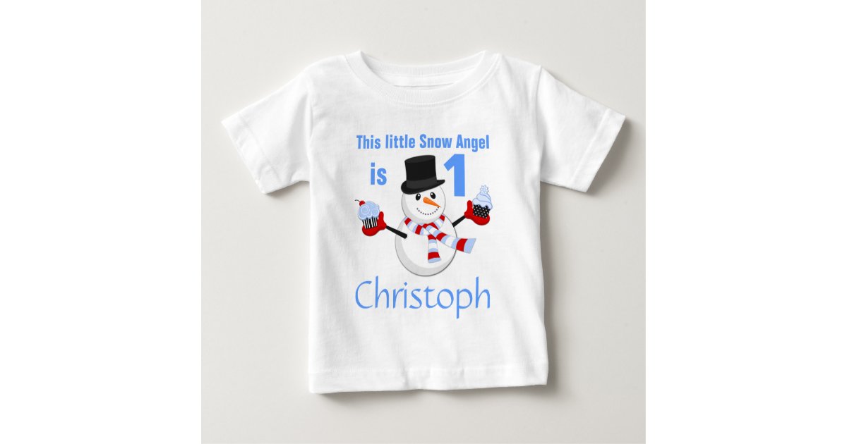 Winter Wonderland Snowman First Birthday Baby T Shirt Zazzle Com