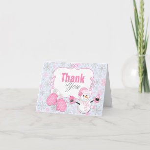 Winter Wonderland Snowman Mittens Thank You Card