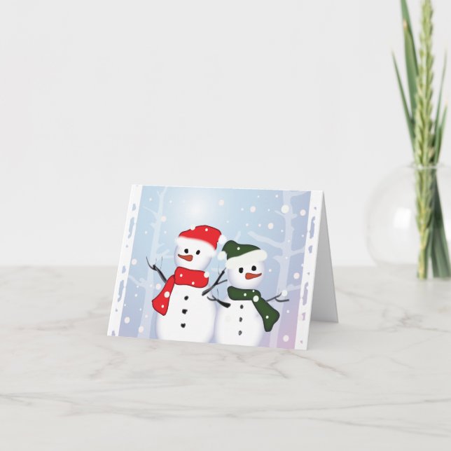 Winter Wonderland Snowman Our First Christmas Holiday Card (Front)