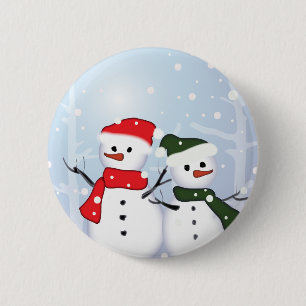 Winter Wonderland Snowman Our First Christmas Pinback Button