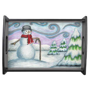Winter Wonderland Snowman Serving Tray