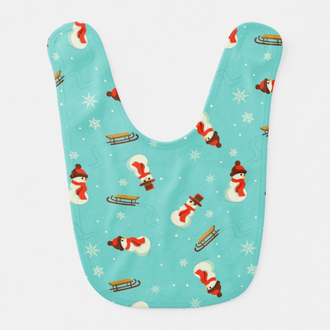 Winter Wonderland Snowmen Baby Bib (Front)
