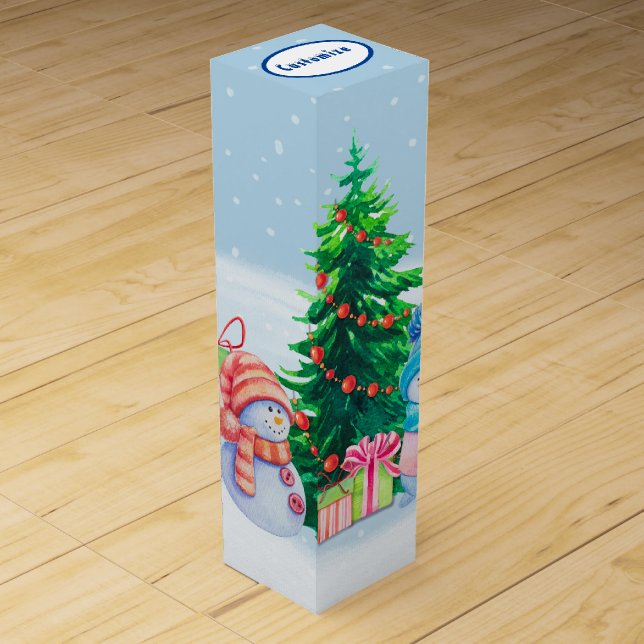 Winter Wonderland Snowmen Wine Gift Box (Front)