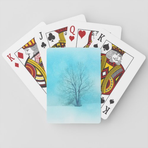 Winter Wonderland Snowstorm Tree Poker Cards