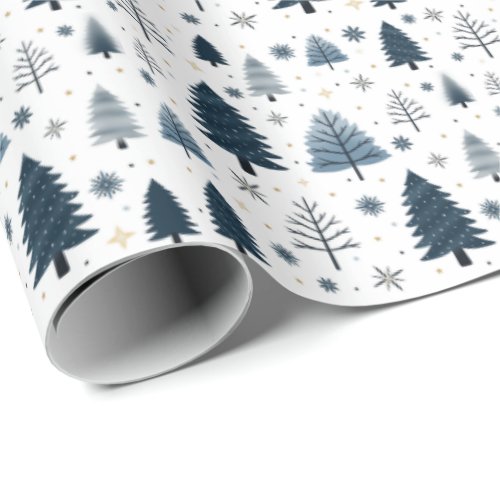 Winter Wonderland Snowy Blue Christmas Wrapping Paper