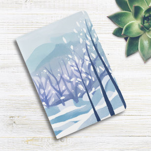 Winter Wonderland Snowy Blue Watercolor Painting Passport Holder