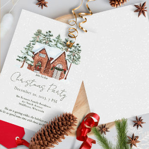Winter Wonderland Snowy Cottage Party Invitation