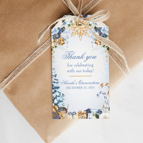 Winter Wonderland Snowy Holiday Quinceanera Favor Gift Tags