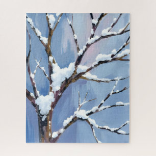 Winter Wonderland Snowy Tree Branches Painted Jigsaw Puzzle