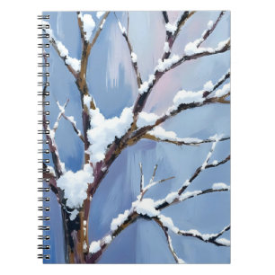 Winter Wonderland Snowy Tree Branches Painted Notebook